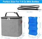 Accmor Breastmilk Cooler Bag with Ice Pack, Baby Bottle Cooler Bags, Insulated Bottle Cooler Tote Bags On The Go, Fits 6 Large 9oz Bottles, for Nursing Mom Daycare Travel, Grey