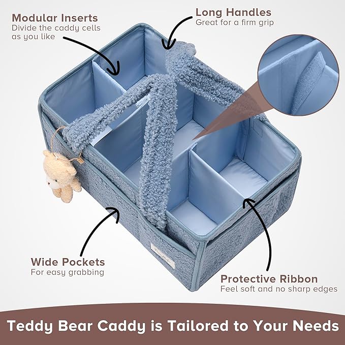 PeraBella Baby Diaper Caddy Organizer with Handle, Boy & Girl Shower Gift Basket, Portable Diaper Storage Basket Bin for Wipes, Newborn Baby Essentials Registry Search Must Haves, Car Caddy Organizer