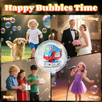 2025 Upgraded Bubble Machine with Remote Control, Automatic Rotation & RGB Lights, 1800mAh Rechargeable Battery, Type-C Charge, Bubble Maker for Kids, Weddings, Birthday Parties, Outdoor Activities
