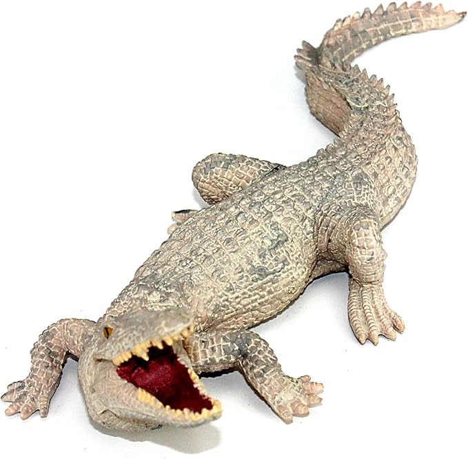 FUNSHOWCASE African Jungle Animals Gray Nile Crocodile Toy Figure Realistic Plastic Figurine Height 2.4-inch