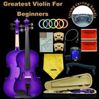 1/2 Fiddle Purple Colored Premium Violin Outfit for Beginners Adults Kids With 5 Color Fingering Tape- Handcrafted Student Beginner Violin. (Purple, 1/2)