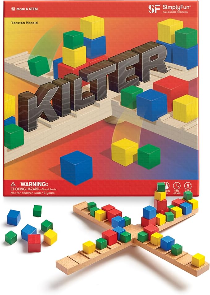 SimplyFun Kilter - The Educational Game of Levers & Motion - Irresistible Game & Hilarious Family Fun with an Introduction to Physics & Predicting Outcomes - Kids Game - 2 to 4 Players - Ages 8 & Up