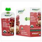 Sprout Organic Baby Food, Stage 2 Pouches, Apple Oatmeal Raisin with Cinnamon, 3.5 Oz Purees (Pack of 12)