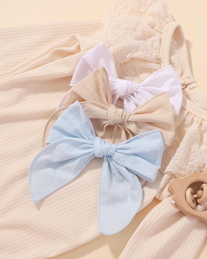 8 Pcs doboi Baby Girls Hair Clips Big Fable Hair Bows Cotton Linen Bows for Girls Hair Accessories for Baby Toddlers Kids-5.5 Inch