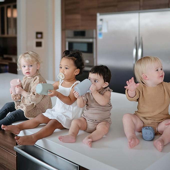 mushie Trainer Sippy Cup | Made in Denmark | Leak Resistant Twist-Off Lid & Handles | 6 Months + (Sage)