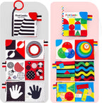 hahaland Baby Books 0-6 Months - 2PCS Infant Toys 0-6m Tummy Time Babies Toy Newborn Toys High Contrast Visual Development Sensory Book Baby Girl Boy Shower Gift