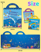 Benresive Reusable Sticker Books for Kids 2-4, Sticker Books for Toddlers 1-3 2-4, Toddler Travel Toys Activities Crafts Gifts - Ocean Animals, Fairy and Vehicle