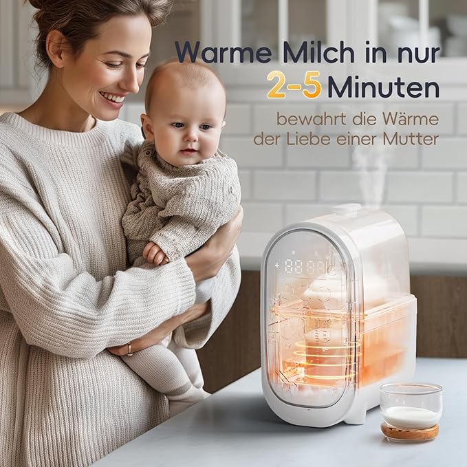 Bottle Warmer for Breastmilk, 11-in-1 Double Bottle Warmer Large Touchscreen with Night Light, Detachable for Easy Cleaning & Accurate Temperature Control, Timer, Milk Warmer for Baby