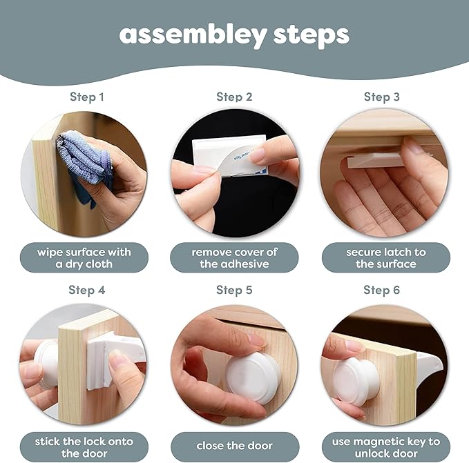 MATANA 20 Pack Magnetic Cabinet Locks Baby Proofing (20 Locks + 4 Keys) Adhesive Easy Installation, No Drilling Child Proof Cabinet Locks Magnetic Drawer Locks