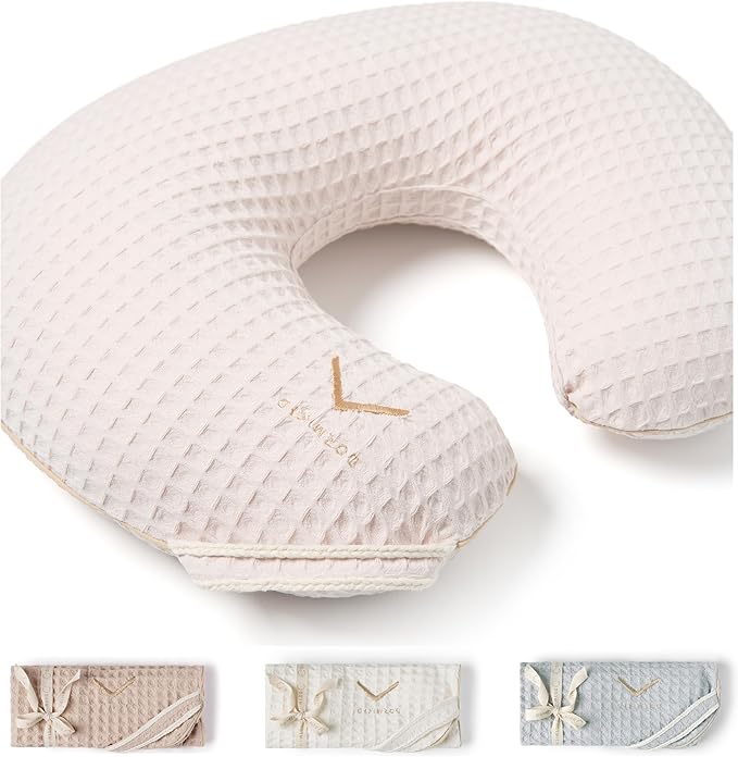 Organic Cover for Nursing Pillow • Premium Quality 100% Cotton Oeko-Tex Standard • Cover for Breastfeeding and Bottle Feeding Pillow • Soft and Breathable • Only Cover (Lilac waffle)