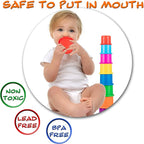 Colorful Stacking & Nesting Cups - 8 Cups Fun Color Learning Toy - Great Bath & Beach Toy for Baby Toddler & Kids - Preschool Game