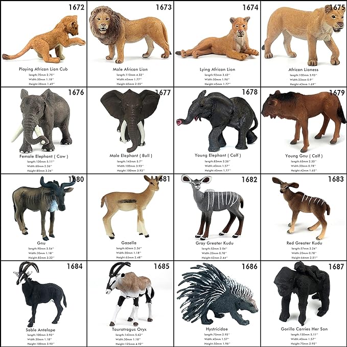 FUNSHOWCASE Jumbo African Jungle Animals Figures Toys, Large Realistic Plastic Safari Animals Playset