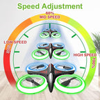 Dwi Dowellin 4.9 Inch Mini Drone for Kids Crash Proof LED Lights One Key Take Off Landing Flips RC Remote Control Small Drones Toys for Beginners Boys and Girls Adults Nano Quadcopter,Black