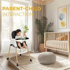 3 in 1 High Chairs, Convertible High Chair for Babies and Toddlers, High Chair with Foot Rest and Double Tray, Compact and Versatile, for Growing Kids, Black