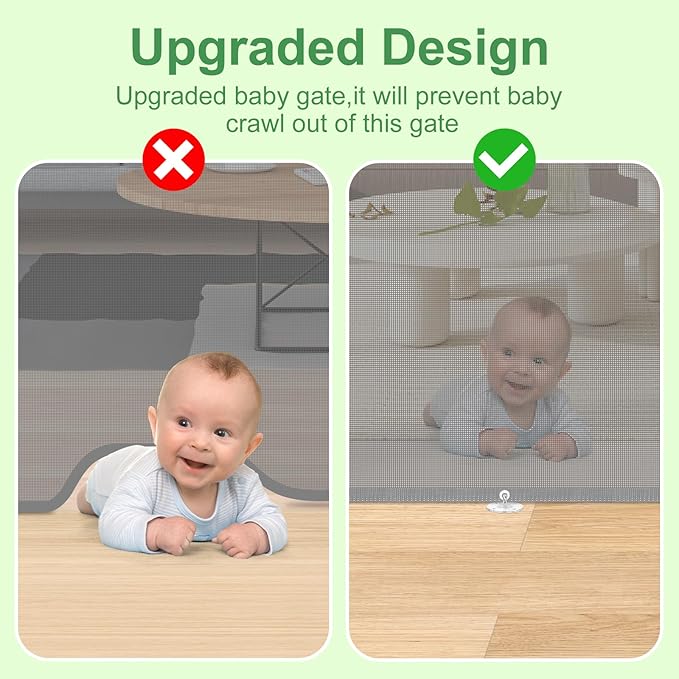 Retractable Baby Gate, Extra Wide Safety Kids or Pets Gate, 33” Tall, Extends to 55” Wide, Mesh Safety Dog Gate for Stairs, Indoor, Outdoor, Doorways, Hallways(33”x55”- Grey)