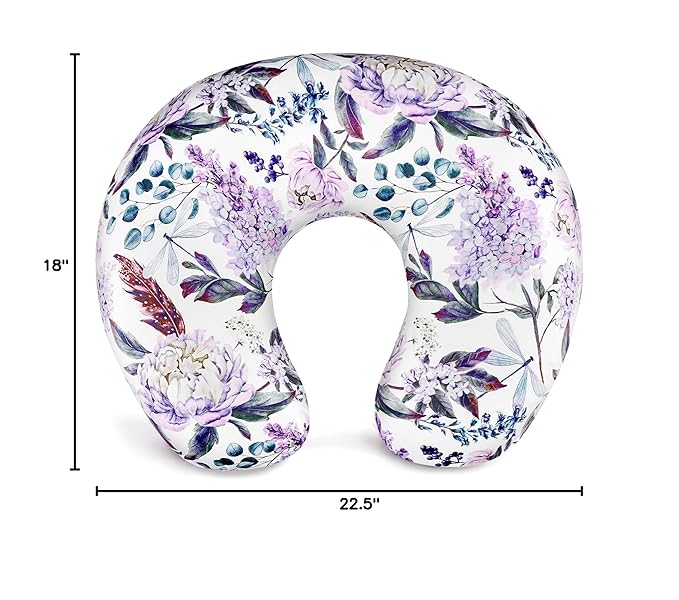 Purple Floral Wisteria Nursing Pillow Cover, Nursing Pillowcase Set for Baby boy or Baby Girl, Nursing Pillow slipcover Cushion Cover, Soft Fabric for snuggling Baby, Suitable for Nursing Pillows