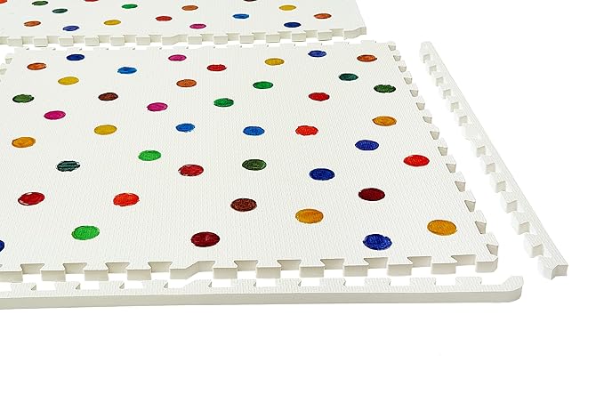Yay Mats Stylish Extra Large Baby Play Mat. Soft, Thick, Non-Toxic Foam Covers 6 ft x 4 ft. Expandable Tiles with Edges Infants and Kids Playmat Tummy Time Mat (Cassia Polka Dot)