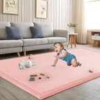Baby Play Mat for Floor Tummy Time Mat Nursery Rug Muscle Area Rug Playroom Tatami 79"x118" Memory Foam 1.3" Thick Crawling For Babies,Toddlers, Infants, Kids,Floor(Pink)