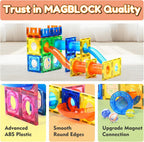 MAGBLOCK 85Pcs Marble Run Magnetic Tiles Toy Building Blocks STEM Educational Child Brain Development Kit Magnet Construction Toys for Boys Girls Kids Age 5 6 7+ Years Old