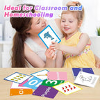 Toddler Learning Flash Cards, 60 PCS Double Sides Flashcards for Alphabets, Numbers, Colors, Shapes, Sight Words, Baby Cognitive Flashcards for Kids, Preschool Kindergarten Learning Activities