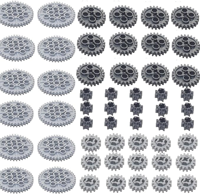 54PCS Technic-Parts 8,16,24,and 40 Tooth Gears（Random Colour.）