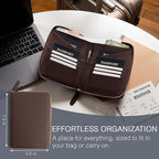 Full Grain Leather Family Passport Holder for 2-4 Passports - RFID Passport Holder and Travel Document Organizer - Large Leather Travel Wallet for Couples and Families - Brown