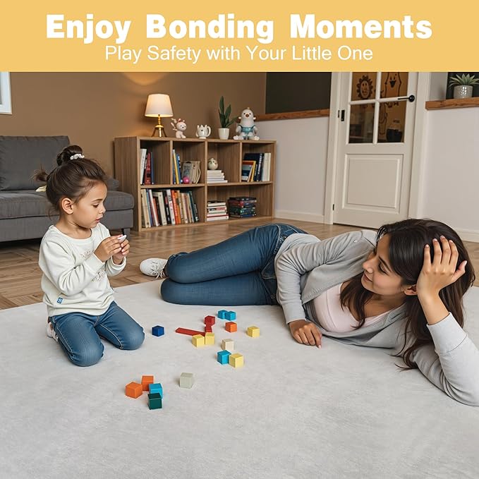 48" ×48" Padded Baby Play Mat for Floor, 1.2" Thick Memory Foam Mat with Machine Washable Cover, Soft Tummy Time Crawling Playmat with Non-Slip Bottom, Fits 50" x50" Playpens