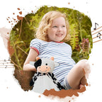 Love By Emi Baby Music Lovey Black & White Cow, Baby Sleep Soother for Crib & Cuddle Bedtime, White Noise with Heartbeat & Lullaby, Plush Sound Toy, Stuffed Animal for Newborns, Infants & Toddlers