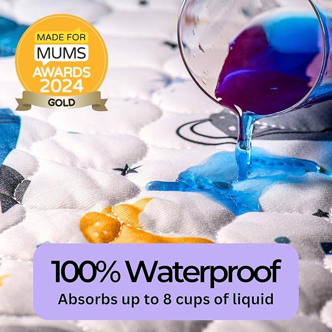 Hygge Sheets® Potty Training Pee Pads for Kids, Toddlers - 100% Waterproof, Non Slip Bed Wetting Pad for Twin Beds - Washable, Reusable Mattress & Sheet Protector - Space