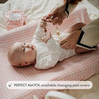 Baby Wipes Cover – Universal Size, One Size Fits All Wipes Packages | Muslin Cotton Tissue Cover for Nursery, Diaper Bag & Changing Table, Station | Gingham & Neutral Patterns (Pink Gingham)