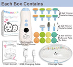 Rechargeable 22 in 1 Baby Nail Trimmer, Usage Labeled Case, 13 Extra Replacement Tools, Royal Angels Electric Nail File with LCD display, Newborn Toddler Nail Care Clipper Kit (Rechargeable,WhiteBlue)