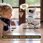 Top Race Rechargeable Robot Dog- Interactive Smart Robo Dog for Kids Ages 5-7 - Programmable with Remote Control, Voice and Touch Features - Realistic Actions and Perform Tricks - 4x5x6 Inches (White)