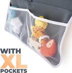 Baby Bath Kneeler and Elbow Rest Pad Set Made of Neoprene & Foam - Non Slip Cushioned Bath Kneeling Pad for Bathing Baby with XL Compartments for Bath Toy Storage for Tub