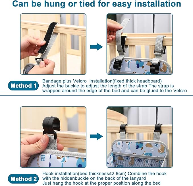 Accmor Hanging Baby Diaper Caddy Organizer, Diaper Stacker, Baby Crib Hanging Classified Storage Bag Organizer for Changing Table, Crib, Playard or Wall & Nursery Organization, White