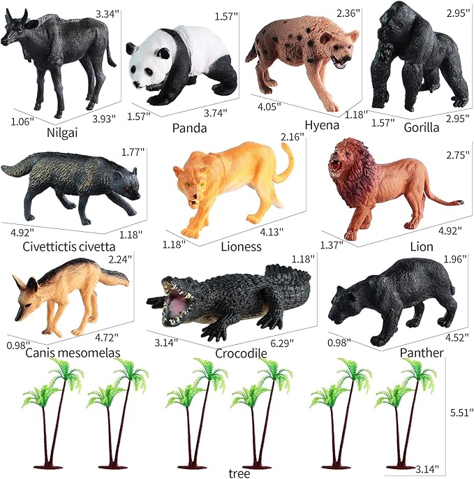 31 Pcs Safari Animals Figures Including 24 Realistic Jungle Playset Toys Zoo Animals for Toddlers 3+ Years Old Ideal Gift for Boys and Girls