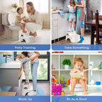 Maliton Baby Potty Training Seat with Step Stool, Toddler Toilet Seat for Boys Girls, Anti-Slip Toddler Stool for Bathroom, Kitchen, Toilet Potty Training Set(One Potty Seat+Two Step Stool for Kids)