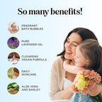 Lavender Bubble Bath for Kids with Aloe - Sudsy Baby and Kids Bath Wash with Relaxing Lavender Oil and Nourishing Barley Seed Extract Enriched with Aloe Vera - Sulfate and Paraben Free (16 Fl Oz)
