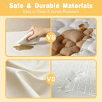 Padded 48" ×48" Baby Play Mat for Playpens, 1.3" Thick Foam Mat with Soft Vegan Leather, Baby Tummy Time Playmat for Floor, Fits 50" x50" Playpens