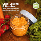 KeaBabies 12pk 4oz Glass Baby Food Containers with Lids - Leak-Proof, Microwavable Small Glass Jars, Baby Purees & Toddler Snack Storage Containers, BPA-Free, Dishwasher & Freezer Safe (Nord)