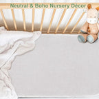 Muslin Bassinet Sheet for Baby Boy and Girl-2 Pack 17"x 33" Soft Bedside Bassinet Sheets Fitted for Rectangle, Round, Oval, Hourglass Mattress-Neutral Olive Green & Beige