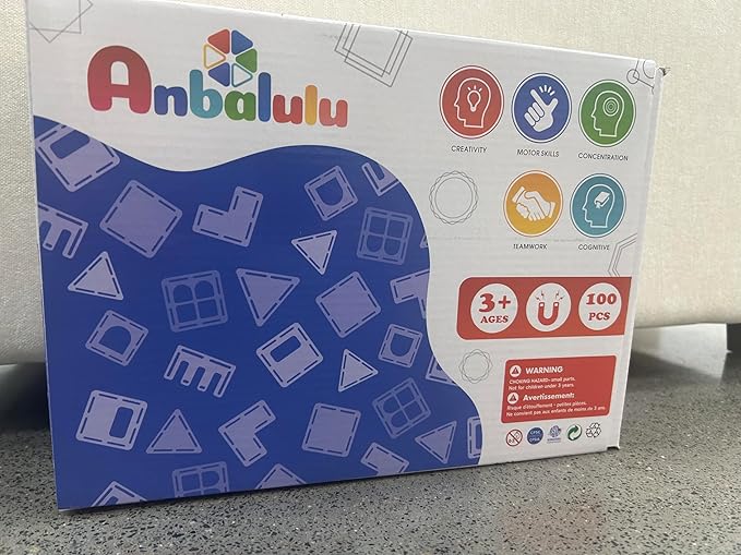 Magnetic Tiles 100PCS with 2 Cars, STEM Educational Building Blocks for Kids Ages 3-9, Magnet Construction Toys Gift for Toddlers