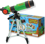 Nature Bound Telescope for Kids and Beginners, 16X Magnification and 15mm Lens for Indoor and Outdoor Use - Adjustable Tripod Included - for Kids Ages 6+, Green (NB538)