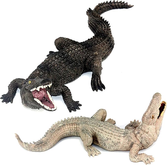 FUNSHOWCASE African Jungle Animals Black Nile Crocodile Toy Figure Realistic Plastic Figurine Height 2.5-inch