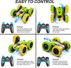 Remote Control Car, RC Car Toys for 6-12 Year Old Boys, Off Road RC Stunt Car 4WD 360° Rotating Remote Control Car for Kids, Boys Girls Gifts for Birthday, Christmas Yellow&Green