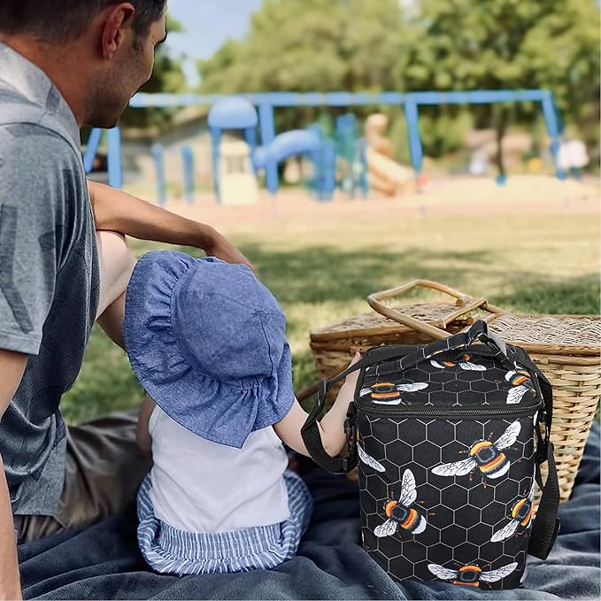 Breastmilk Cooler Bag with Ice Pack Fits 4 Baby Bottles Up to 9 Ounce Insulated Baby Bottle Bag Breast Milk Cooler on The Go with Strap Baby Bottle Cooler Bag for Nursing Mom Daycare or Travel