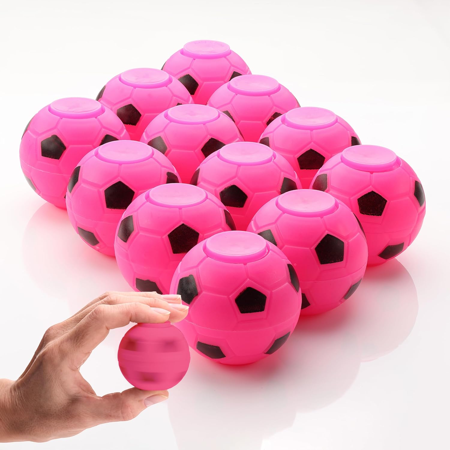 Fidget Spinners 2 Inch Fidget Spinner Balls 12 Pcs Fidget Spinner Pack - Pink Soccer Fidget Spinners for Kids Ball Spinner Fidget Toy - Hand Spinner for Kids Toy Gifts for Kids Easter Basket Stuffers