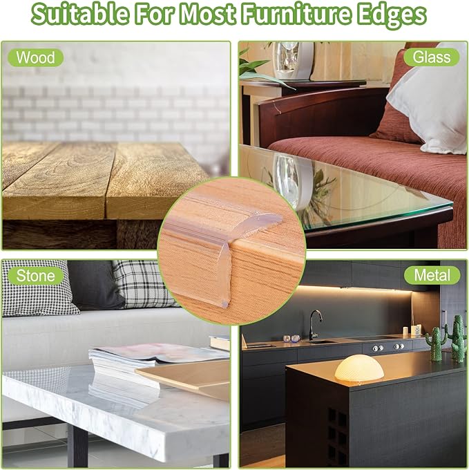 BabySafe Edge Protector Strip: Table Corner Guards for Baby Furniture & Fireplace, 3.3ft(1m)