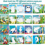 90shine 4PCS Crafts for Kids Ages 4-8 Sticker Paint Books Includes Dinosaur Marine Land Animals Multicolored Design Gifts Create 40 Pictures