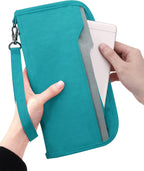 ZOPPEN Passport Holder Family RFID Passport Wallet, Passport Holder Women/Men, Travel Wallet Documents Organizer Zipper Case with Removable Wristlet Strap, Travel Essentials for Flying