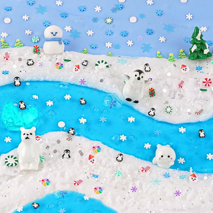 LAWOHO 6 Packs Snow Slime Kit - Butter, Clear, Water, Cloud Slimes, Fluffy Slime Making Kit for Kids with Cute Charms & Add-ins, Blue Kids Slimes Kits for Girls & Boys Birthday Christmas Easter Gifts